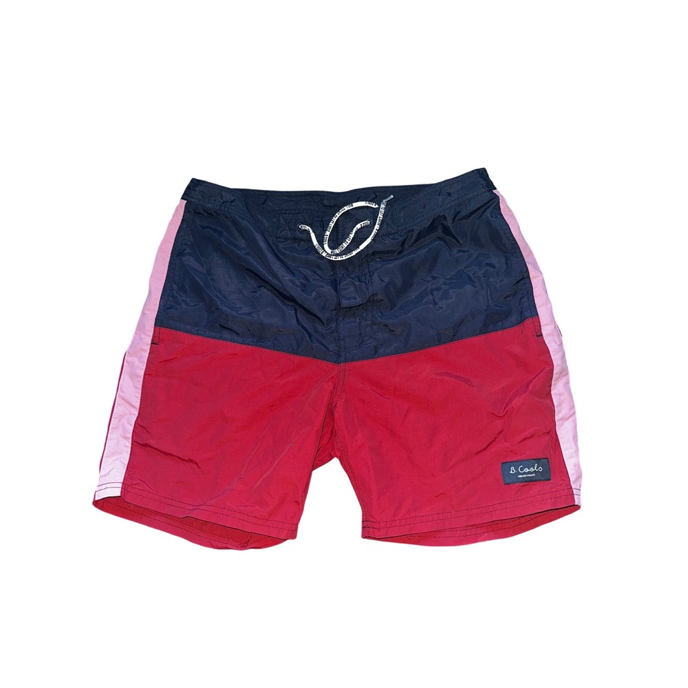 Barney Cools‎ Mens Colorblock Swim Trunks Navy Red Pink Size 32 Board Shorts